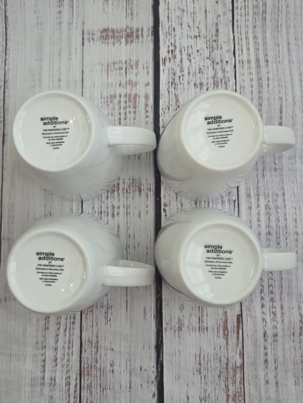 Pampered Chef Simple Additions Coffee Mugs Set of 2 Porcelain White 3079